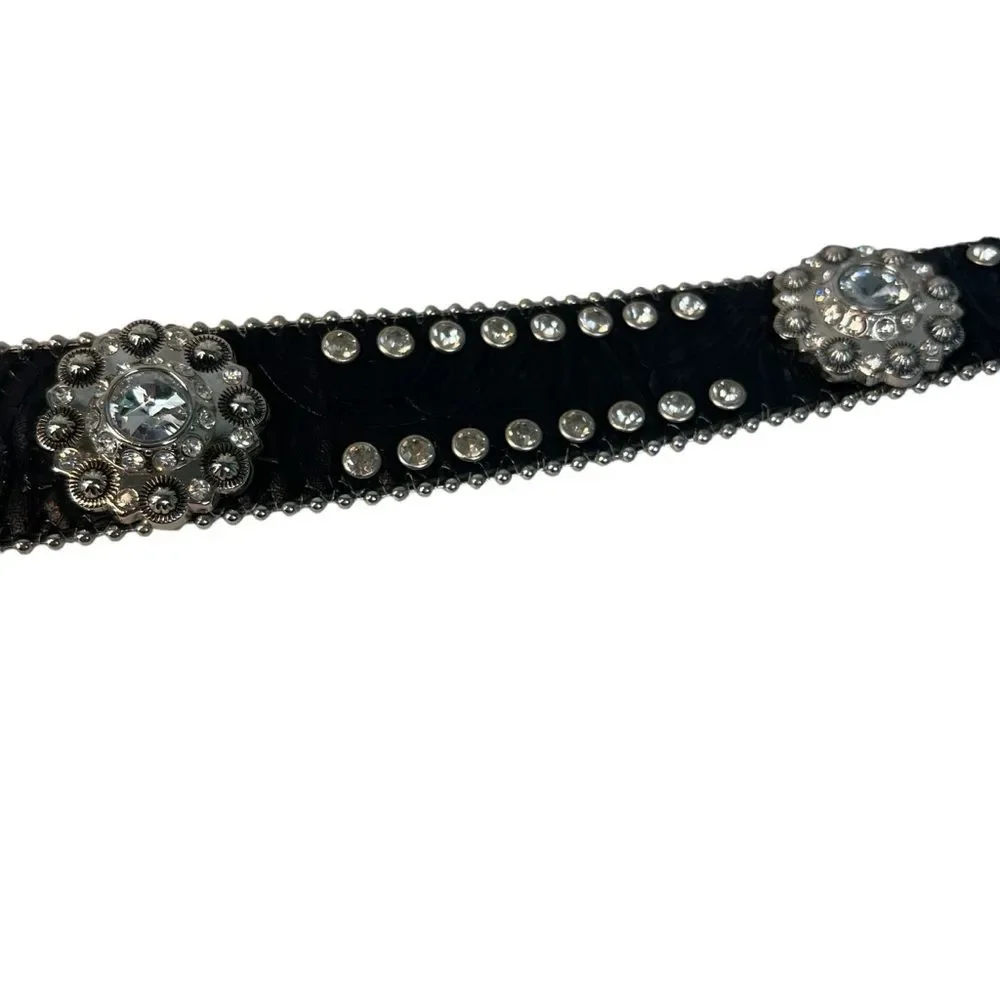 Blazin Roxx Black Studded Concho Belt Belt Women’s Medium Embellished Silver